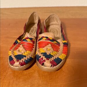 Multicolor Woven Leather Huarache Flats - Women